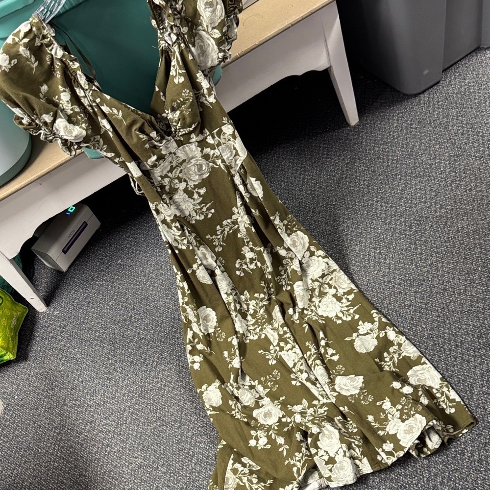 Crystal sky floral midi dress M // 031339
